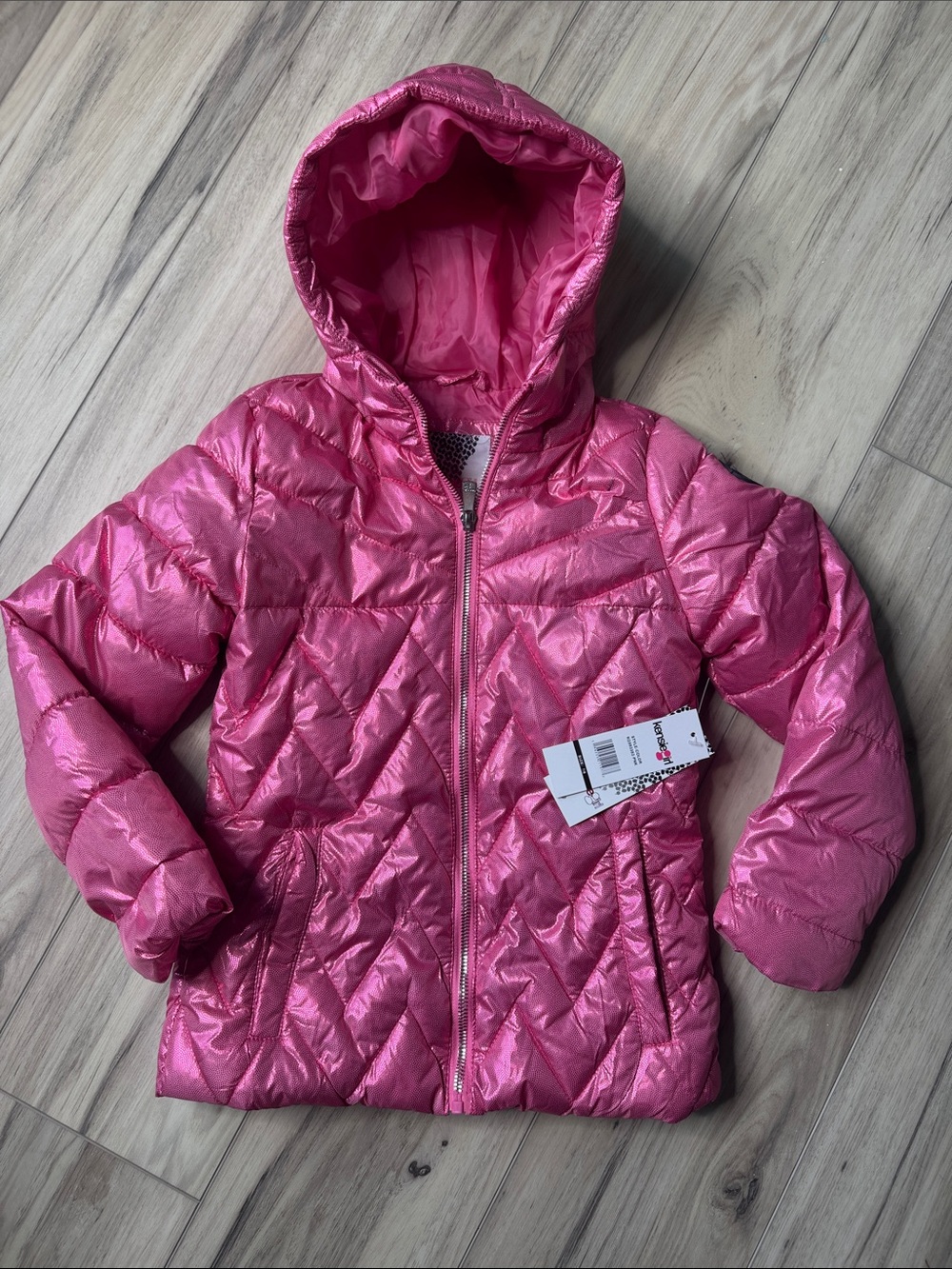 Pink puffer coat
